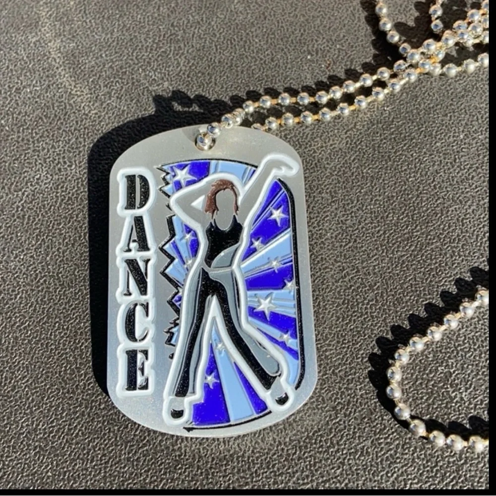 Dance dog tag ball chain award trophy hip hop style necklace unisex engravable